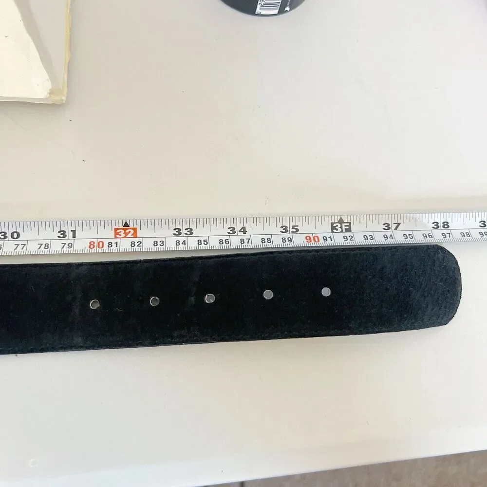 Magid Black Suede Belt Gold Statement Buckle Vintage 90s y2k Women's Size L